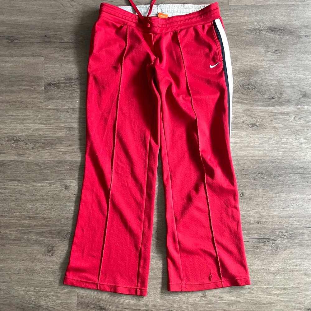 Y2K Nike “Casual Style” Red Track Pants (Sz.M)